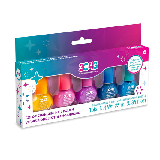 3C4G Color Changing Nail Polish Set for Girls & Teens - 5 Magical, Non-Toxic Colors That Transform, Safe & Fun Nail Polish Kit for Ages 8+ Perfect