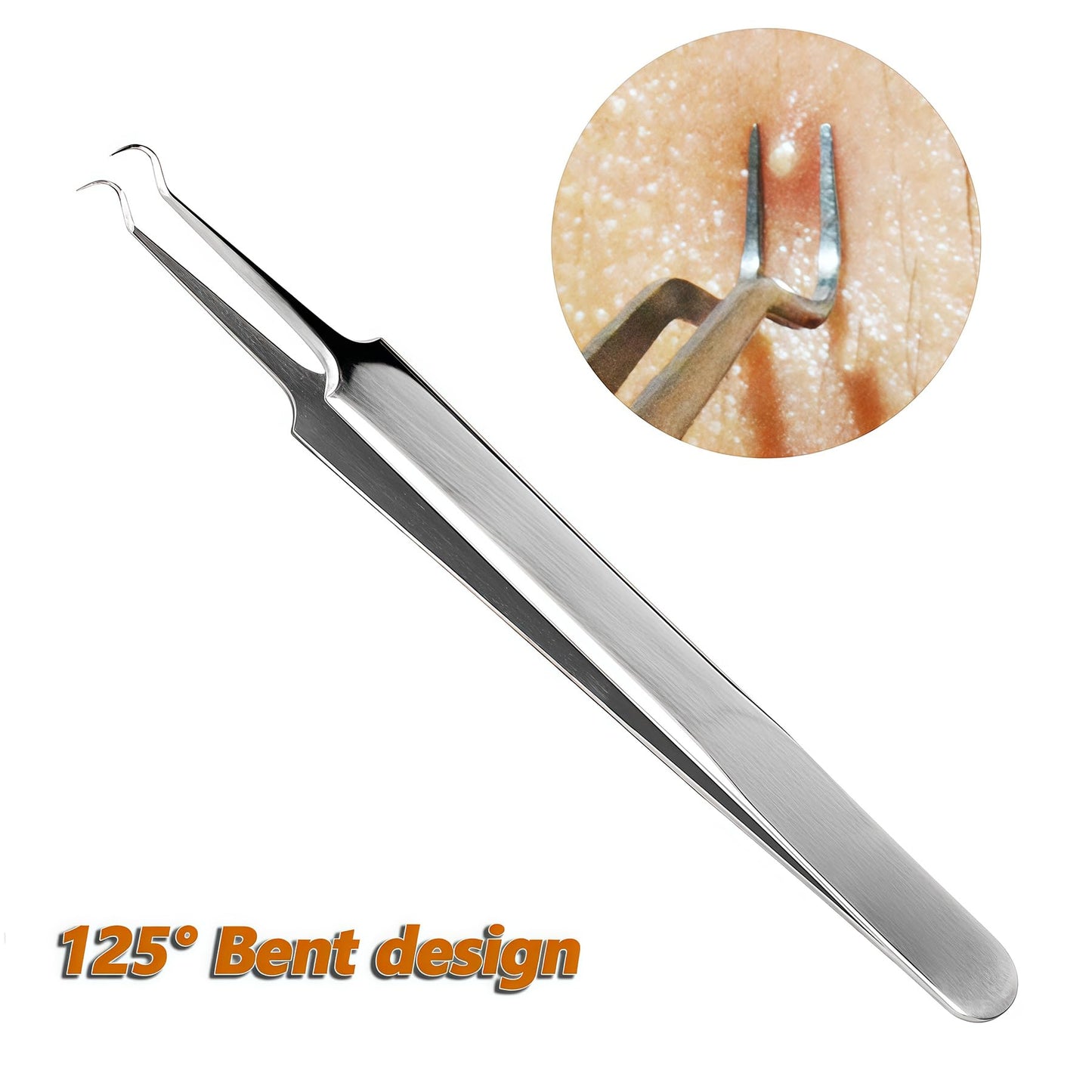 1Set(3PCS) Silver Professional Remove Blackheads Tweezers Set - Stainless Steel Straight/Slanted & Pointed Splinter/Bend Curved Blemish Extractor Tool