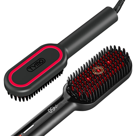 TYMO Hair Straightener Brush - Upgraded Ionic Plus Straightening Brush with Dense Bristles, 16 Temps, Dual Voltage | Ceramic Hot Comb for Women | Flat Beauty & Personal Care TYMO