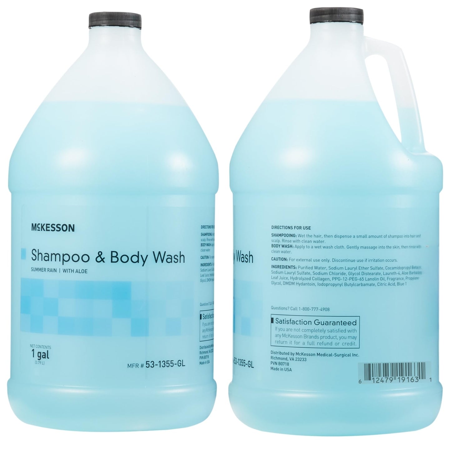 McKesson Body Wash and Shampoo - 1 Gallon Bulk Refill Full Body Wash with Aloe, Summer Rain Scent - Sensitive Skin & Hair 2?in?1
