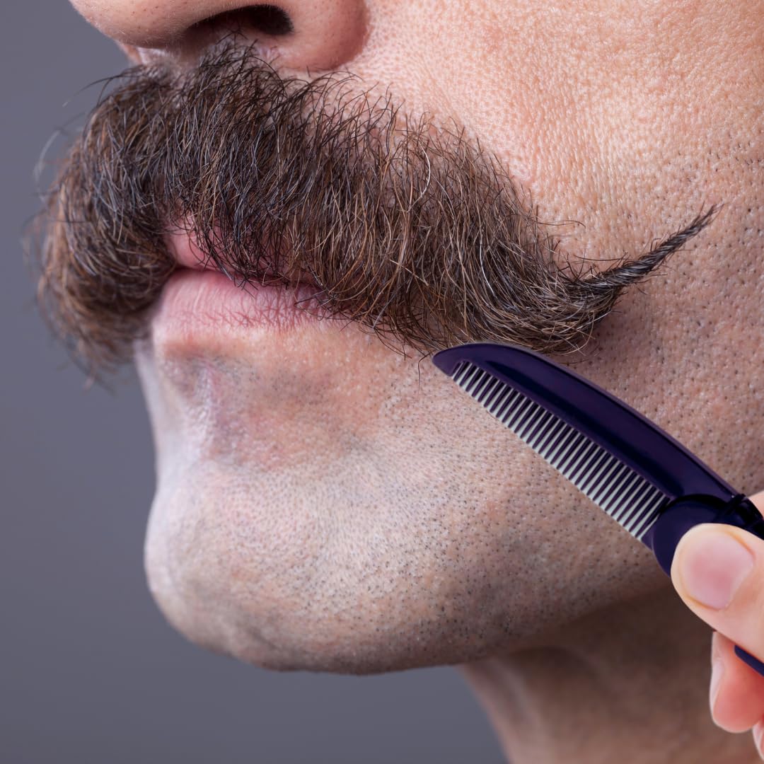 GENTS Folding Pocket Comb for Men - Travel Beard Mustache Hair Grooming Keychain Accessory Handmade