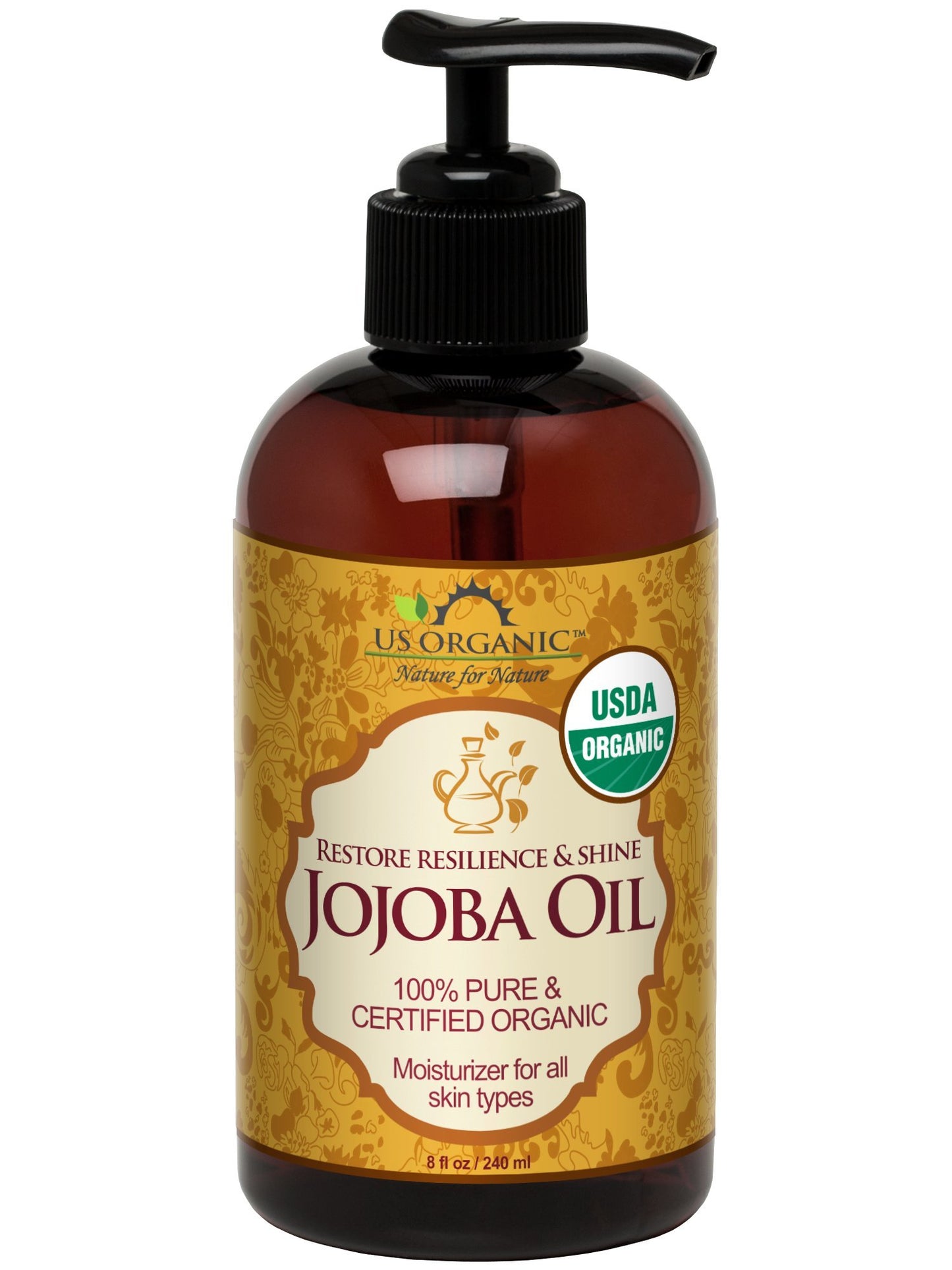 US Organic Jojoba Oil, USDA Certified Organic,100% Pure & Natural, Cold Pressed Virgin, Unrefined, Haxane Free, Sourced from Middle East directly