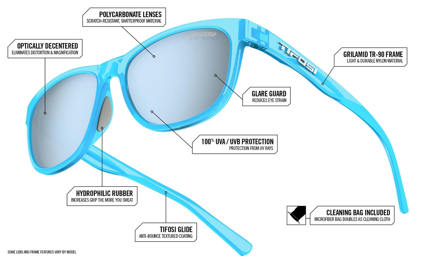Tifosi Swank Sunglasses (Avant Clear/Smoke Bright Blue Mirror Lenses)