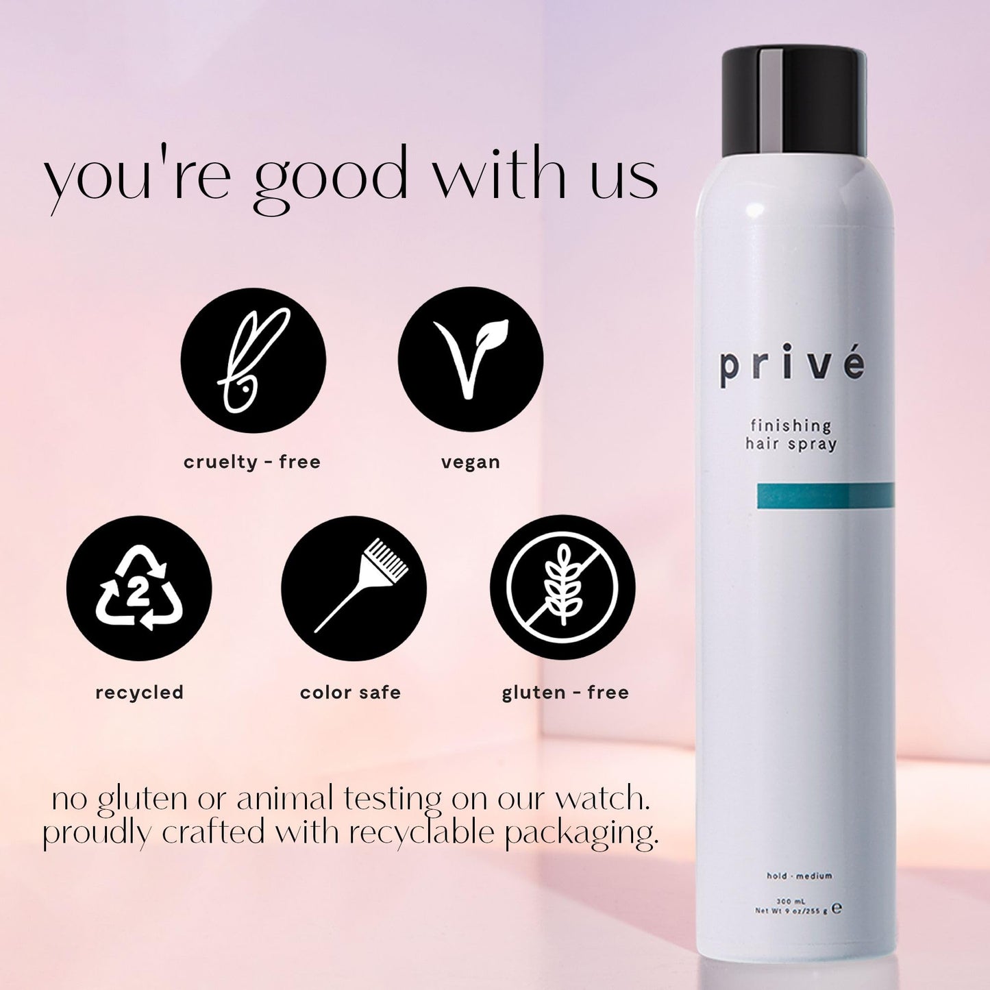 Privé Finishing Hair Spray Medium Hold - Volumizing Spray for Total Control- Perfect for Root Lift and Frizz Control - 9 Oz