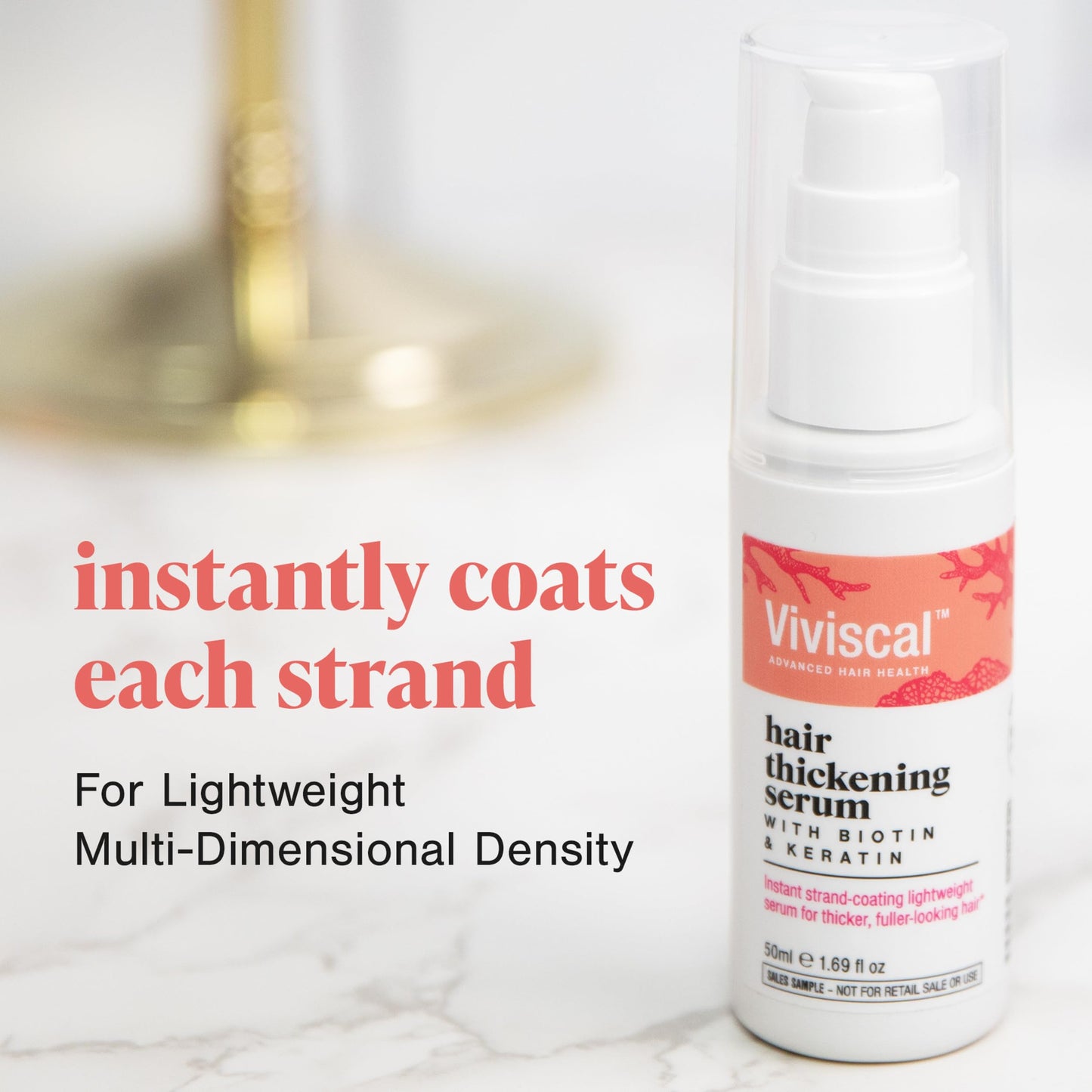 Viviscal Hair Thickening Serum, Instant Lightweight Hair Product, Leave-in Elixir for Thicker, Fuller Looking Hair, with Keratin & Biotin, 50ml (1.69