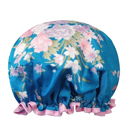 allydrew Wild Side Reusable Women's Waterproof Shower Caps for Long Hair, Carnations