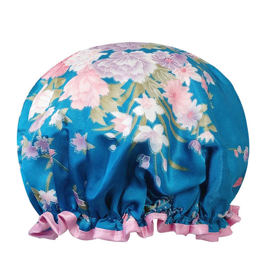 allydrew Wild Side Reusable Women's Waterproof Shower Caps for Long Hair, Carnations