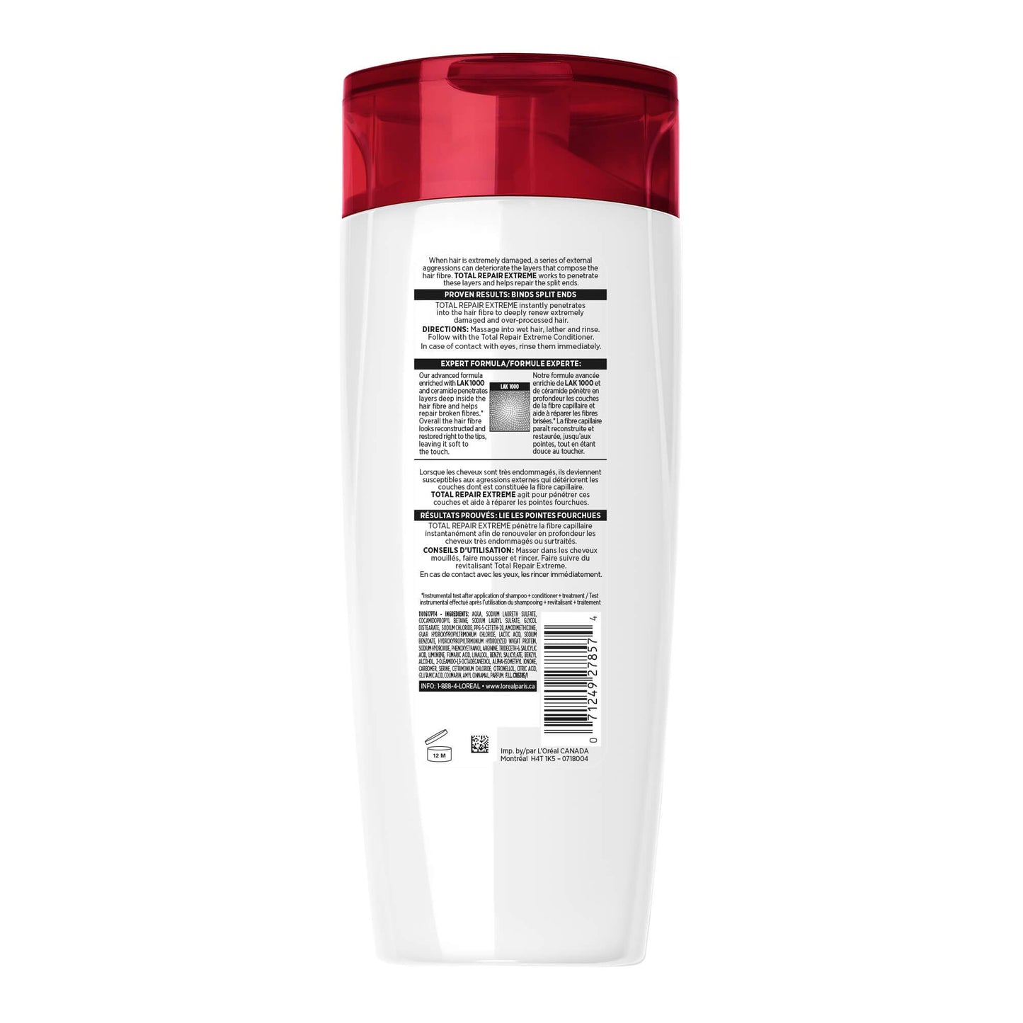 L'Oréal Paris Hair Expert Total Repair Extreme Reconstructing Shampoo, 12.6 fl. oz. (Packaging May Vary)