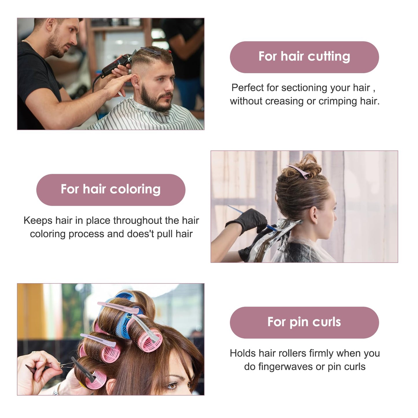 AIMIKE 12pcs Professional Hair Clips for Styling Sectioning, Anti-Slip No-Trace Duck Billed Hair Clips with Silicone Band, Salon and Home Hair Cutting Beauty and Personal Care AIMIKE