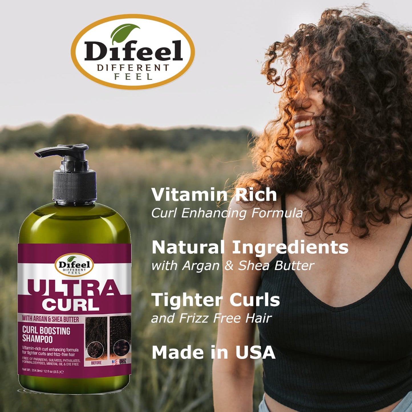 Difeel Ultra Curl 2-PC Curl Enhancing Shampoo & Conditioner Gift Set - Includes Shampoo 12 oz & Conditioner 12 oz in a Gift Box