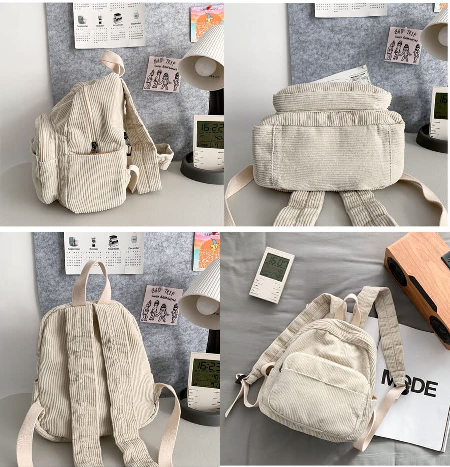 GGOOB Small Backpack Purse for Women - Cute Mini Corduroy Bookbag - Aesthetic Tiny Backpack