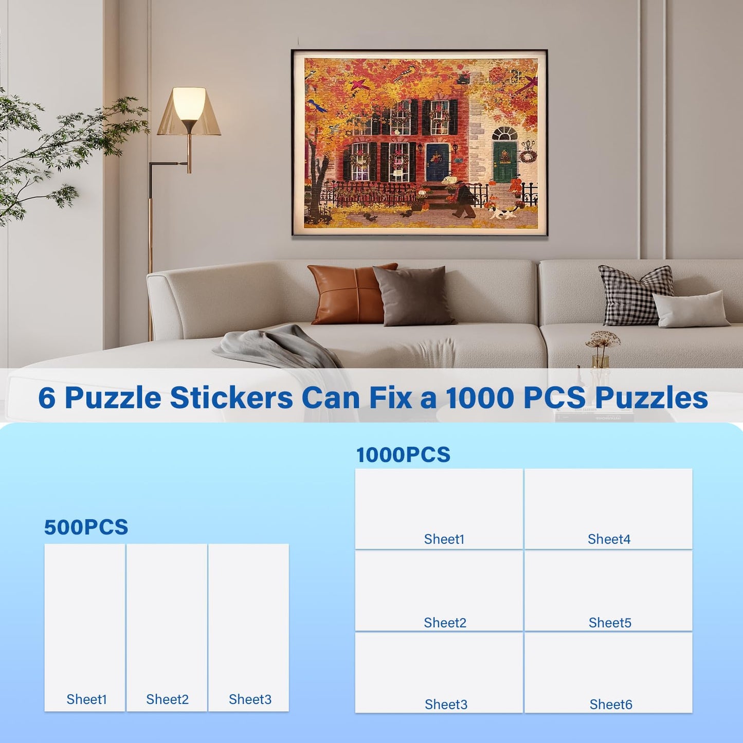 Puzzle Glue Sheets – 24 Pack Peel & Stick Saver Sheets for 1000 Piece Jigsaw Puzzles, No-Clean Puzzle Stickers, Gift for Puzzle Lovers