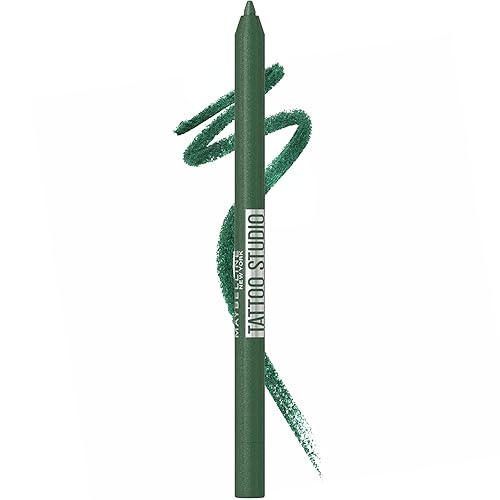 Maybelline Tattoo Studio Sharpenable Gel Pencil Waterproof Eyeliner, Long-Lasting Eyeliner With Smooth Gel Pigments For Up To 36HR Wear, Hunter Green
