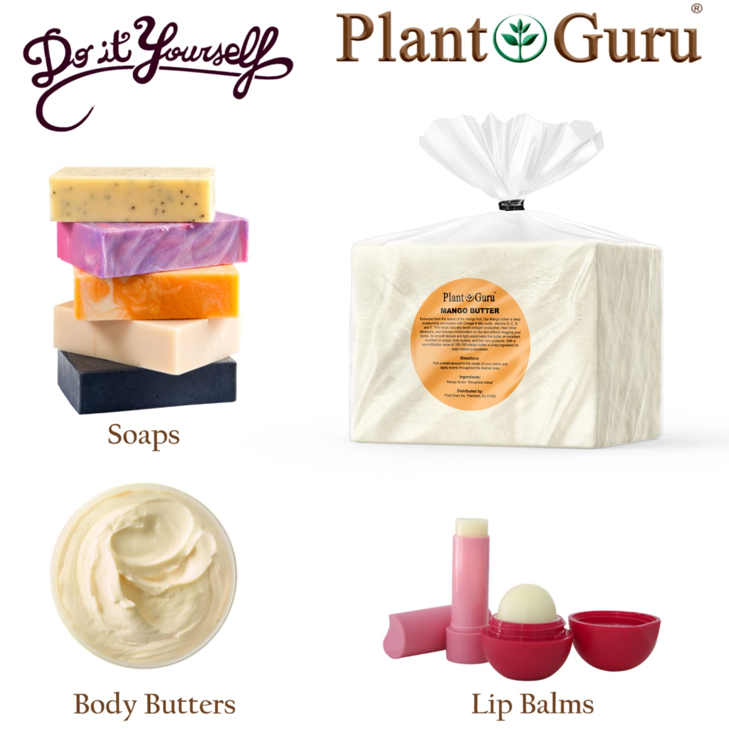 Raw Mango Butter 16 oz. / 1 lb. Jar CHUNKS - 100% Pure Natural Unrefined - Great for Skin and Hair Growth. DIY Soap Making, Body Butter, Lotions Beauty & Personal Care Plant Guru