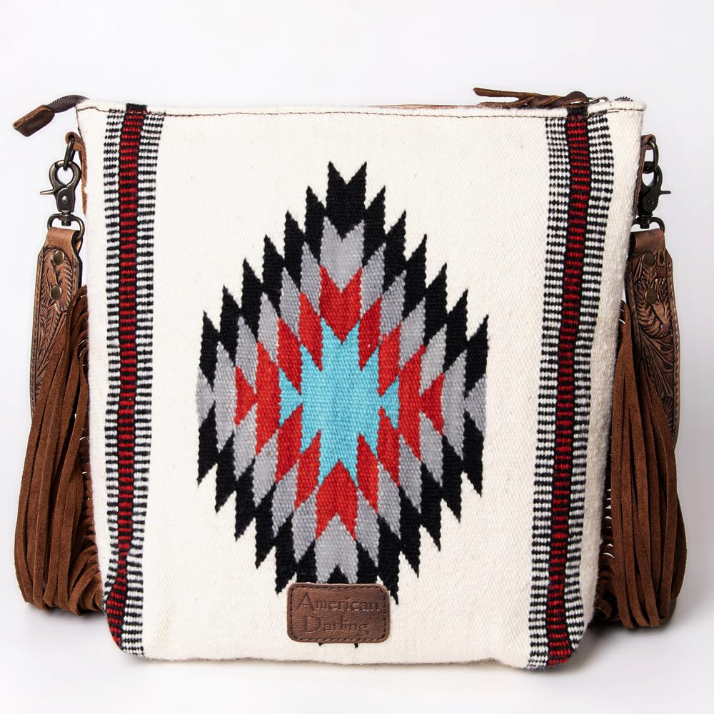 American Darling Women's Signature Crossbody Bag Hand Tooled Saddle Blanket Genuine Leather Handbag and Ladies Purse