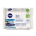 NIVEA 3-in-1 Refreshing Face Cleansing Wipes (40 Count), Normal/Combination Skin, Biodegradable, Plant-Based Fibres, Makeup Remover, Dermatologically