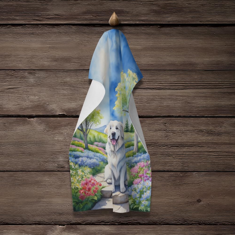 Caroline's Treasures Great Pyrenees Spring Path Kitchen Towel Dish Cloths Guest Hand Towel Decorative Bathroom Towel for Face,Tea, Dishcloth, Kitchen…