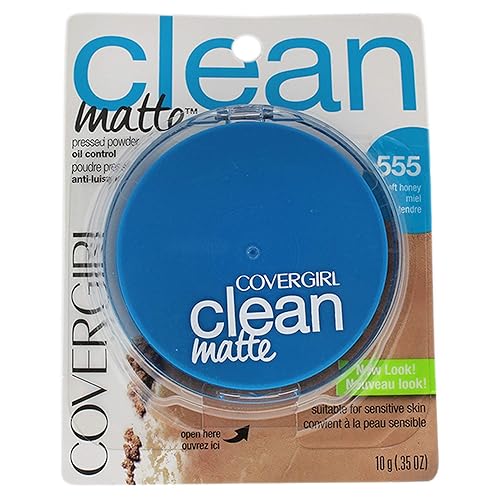 CoverGirl Clean Oil Control Pressed Powder, Soft Honey (W) 555, 0.35 Ounce Pan