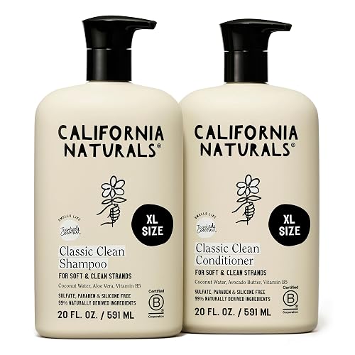 California Naturals Classic Clean Toasted Coconut Shampoo and Conditioner Set, Hair Care for Women & Men, Natural, Vegan, Cruelty, Silicone, Paraben