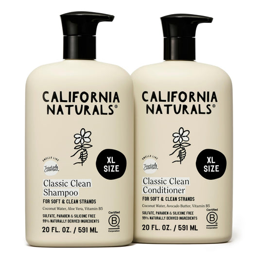California Naturals Classic Clean Toasted Coconut Shampoo and Conditioner Set, Hair Care for Women & Men, Natural, Vegan, Cruelty, Silicone, Paraben