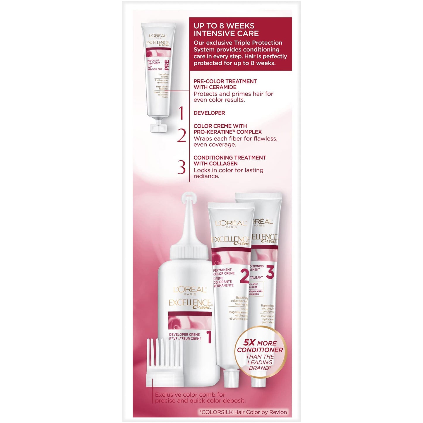 L’Oreal ParisExcellence Triple Protection Permanent Hair Color Creme Dark Blonde [7] 1 ea (Pack of 4)
