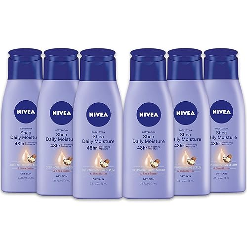 NIVEA Shea Nourish Body Lotion for Dry Skin with Hyaluronic Acid, Shea Butter and Deep Nourishing Serum, 48-Hour Body Moisturizer, 2.5 Fl Oz Bottle