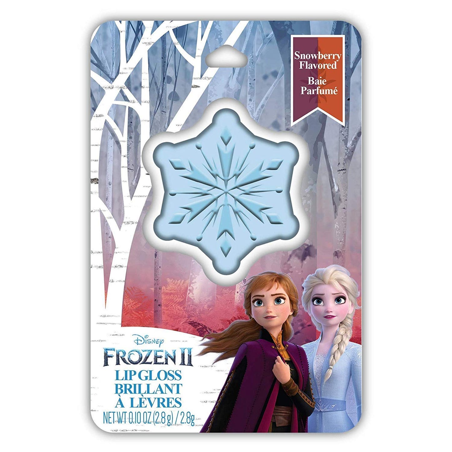 Taste Beauty (1) Disney Frozen II Lip Gloss - Snowberry Flavored - Light Blue Snowflake Shaped Flip Open Container - Net Wt. 0.1