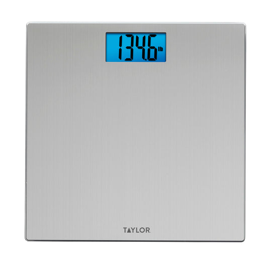 Taylor Digital Scales for Body Weight, High 400 LB Capacity, Brushed Stainless Steel Thin Glass Platform, Unique Blue LCD, Durable Platform, 11.8 x…