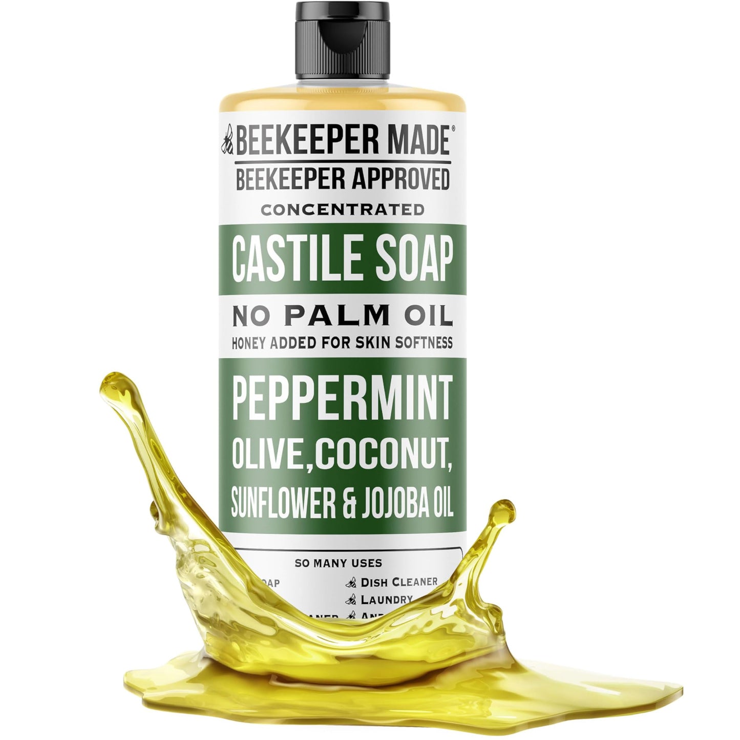 Beessential Beekeeper Made Natural Castile Soap, 32 fl oz | No Palm Oil, 8 Ingredients, Pure Olive, Coconut, & Sunflower Oils, GMO Free, For Sensitive