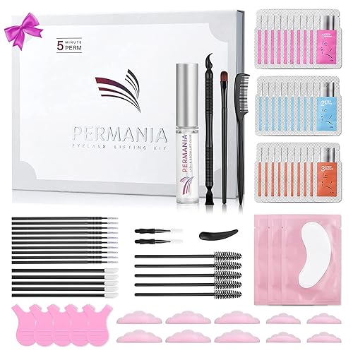 PERMANIA Lash Lift Kit, Lash Perm Kit, Fast Eyelash Lifting 5 Minutes DIY at Home with Strong Glue Disposable Sachet Lash Lifting Kit Last 6 Weeks
