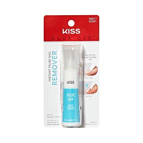 Kiss Glue OFF Instant Press On Nails & Nail Glue Remover with Chisel Tip, No Damage To Natural Nails, Castor Oil and Pro Vitamin B, 13.5 mL (0.45 fl Beauty & Personal Care KISS