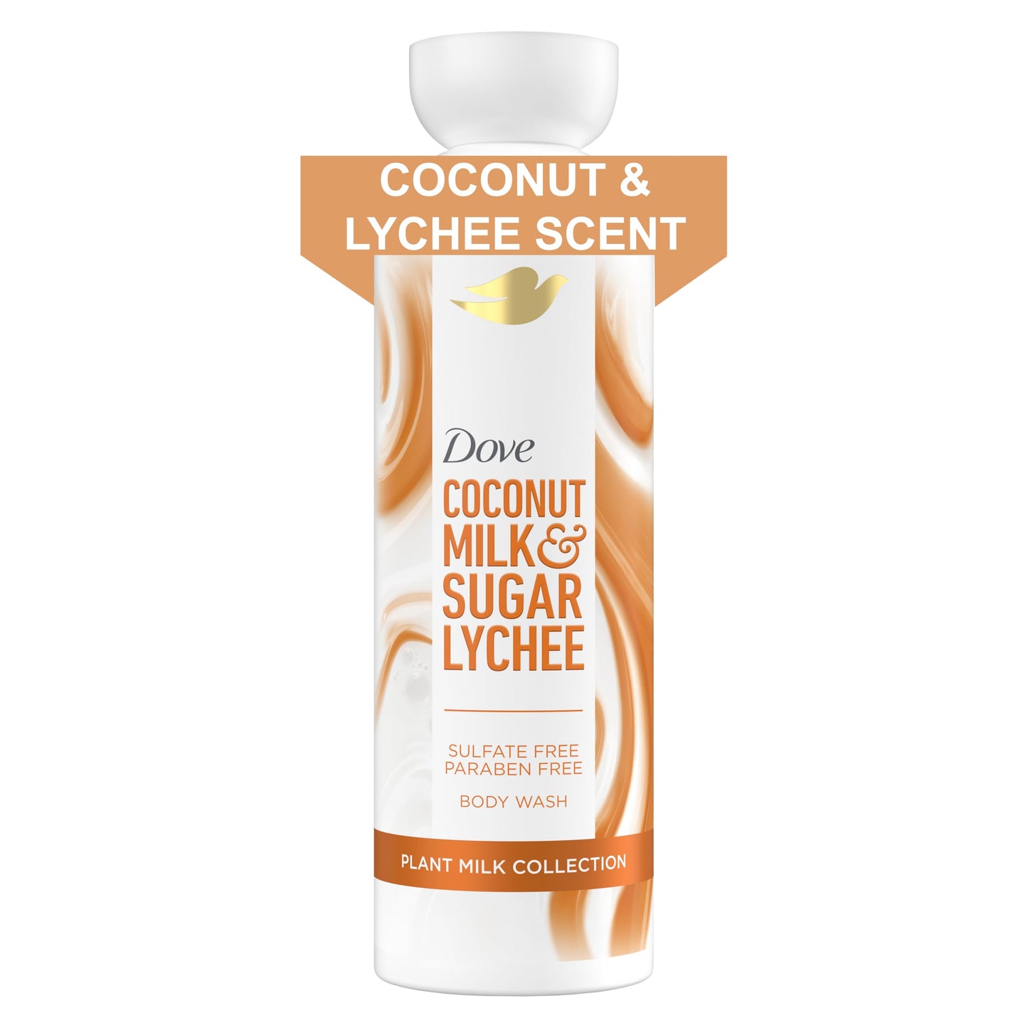 Dove Plant Milk Cleansing Body Wash Coconut & Lychee for Moisturized Skin Gentle Cleanser, No Sulfate Cleansers or Parabens, 98% Biodegradable 17.5 fl