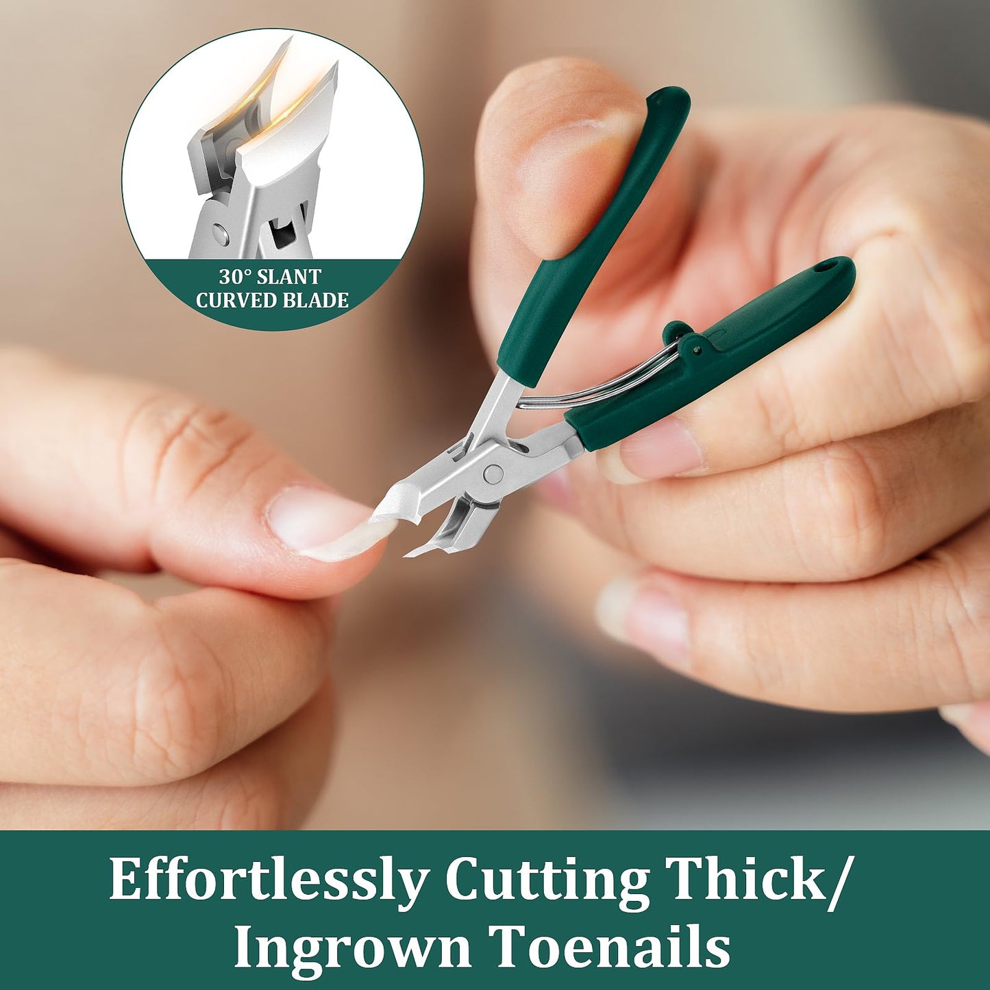 Eagle Beak Beveled Nail Clippers, Upgrade Stainless Steel Wide Jaw Opening Anti-Splash Nail Clipper Set of 3-Piece, Long Handle Angled Head Toenail Beauty and Personal Care Xeaejex