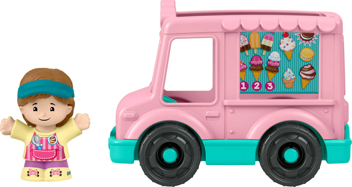 Fisher-Price Little People Toddler Toys Ice Cream Truck Push-Along Vehicle & Figure for Pretend Play Preschool Kids Ages 1+ Years