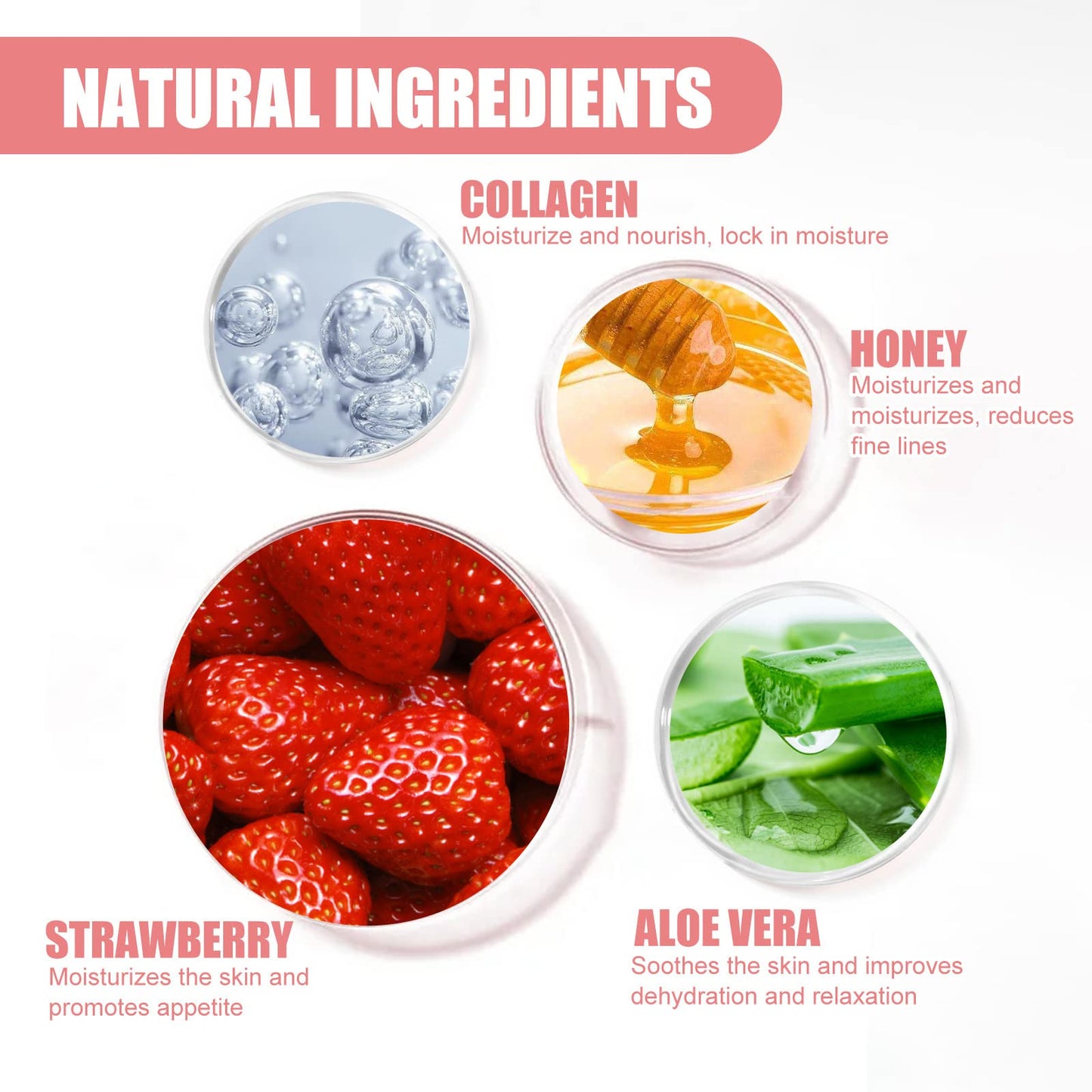 2 Pcs Lip Balm Honey Pot, Honey & Strawberry Moisturizing Lip Mask Reduces Lip Lines and Exfoliator, Prevention Dry & Cracked Lip. (Honey Beauty and Personal Care JISKG