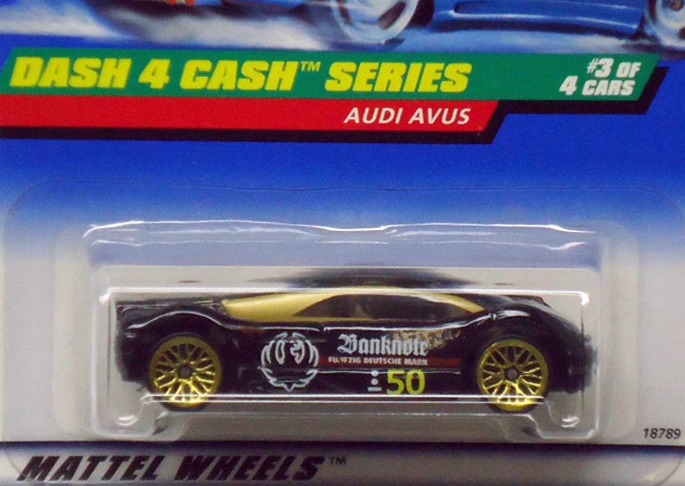 Hot Wheels - 1997 - Dash 4 Cash Series - Audi Avus - Black & Gold - #3 of 4 Cars - Collector #723 - Limited Edition - Collectible 1:64 Scale