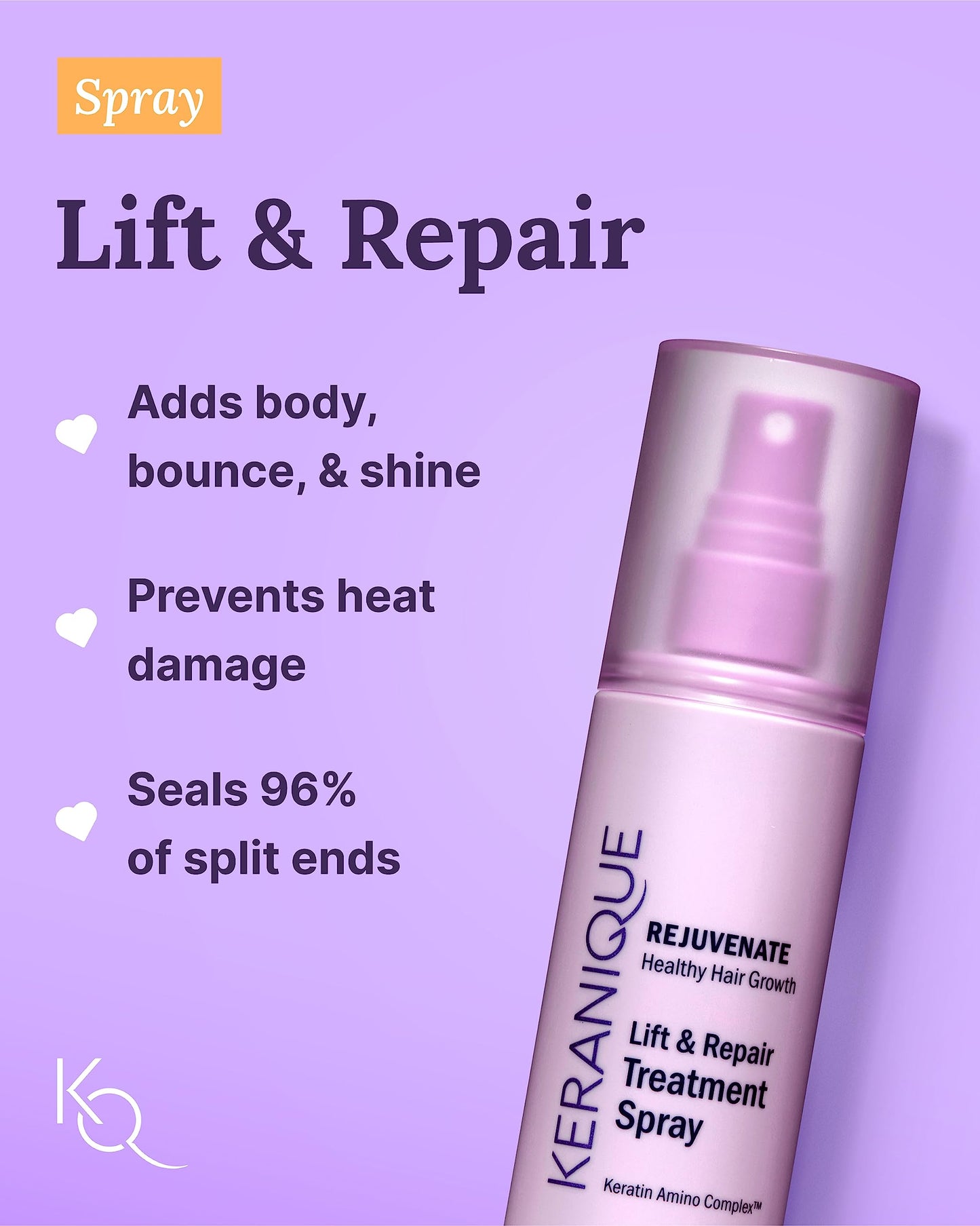 Keranique Hair Products Set for Thinning Hair - Volumizing Shampoo, Conditioner, Follicle Booster Serum, Spray for Fine Texture Boost, and Keratin