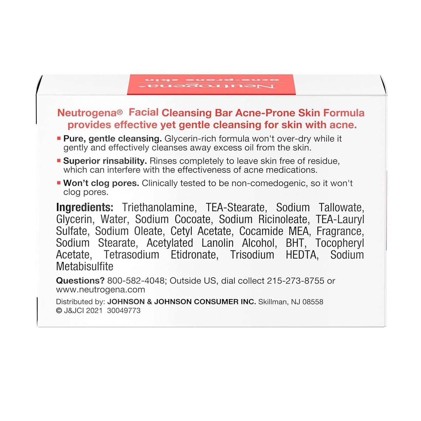 Neutrogena Facial Cleansing Bar for Prone Skin, 3.5 Oz (Pack of 10)