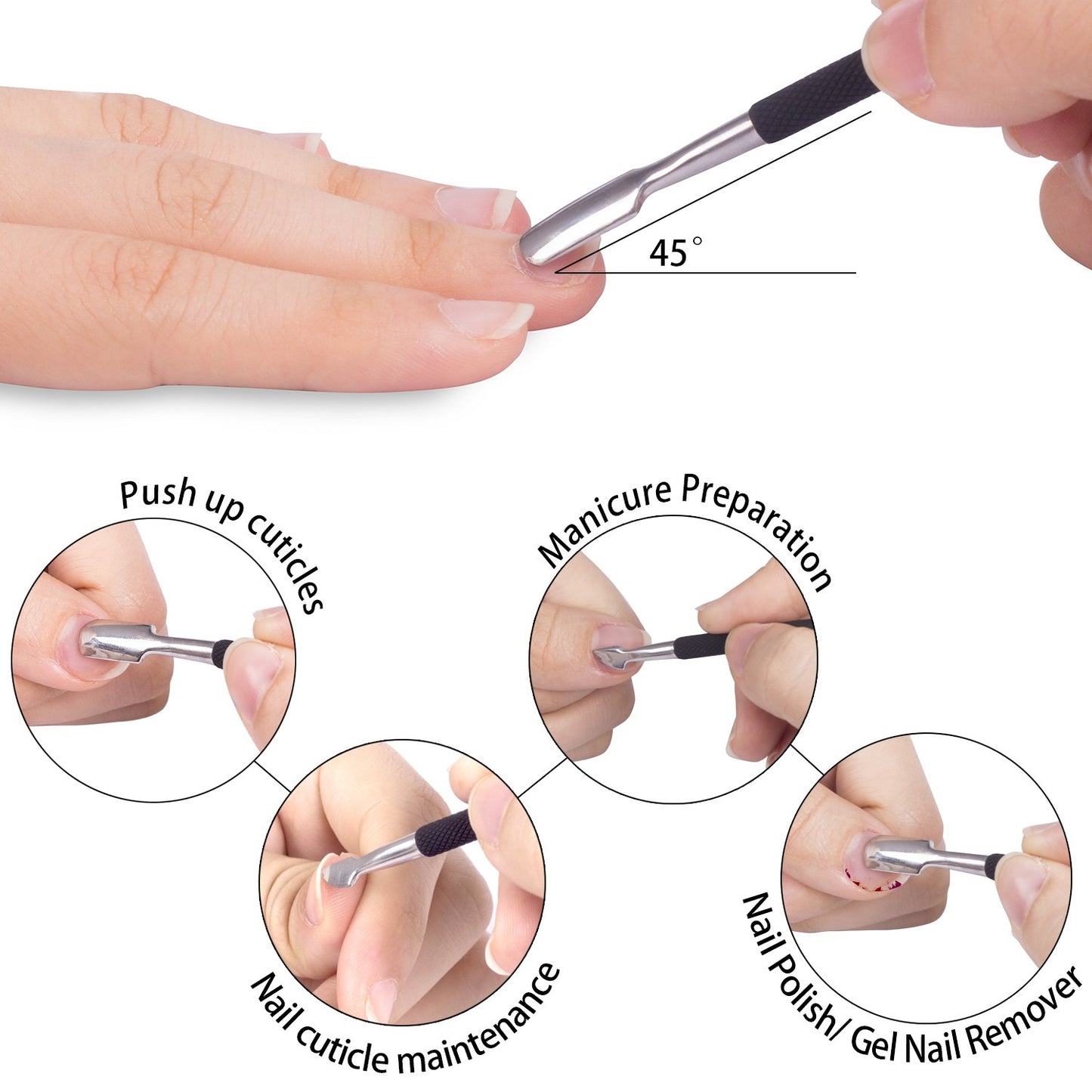 Ejiubas Cuticle Trimmer with Cuticle Pusher Cuticle Nipper Professional Grade Stainless Steel Cuticle Remover Cutter Clipper Durable Pedicure Manicure