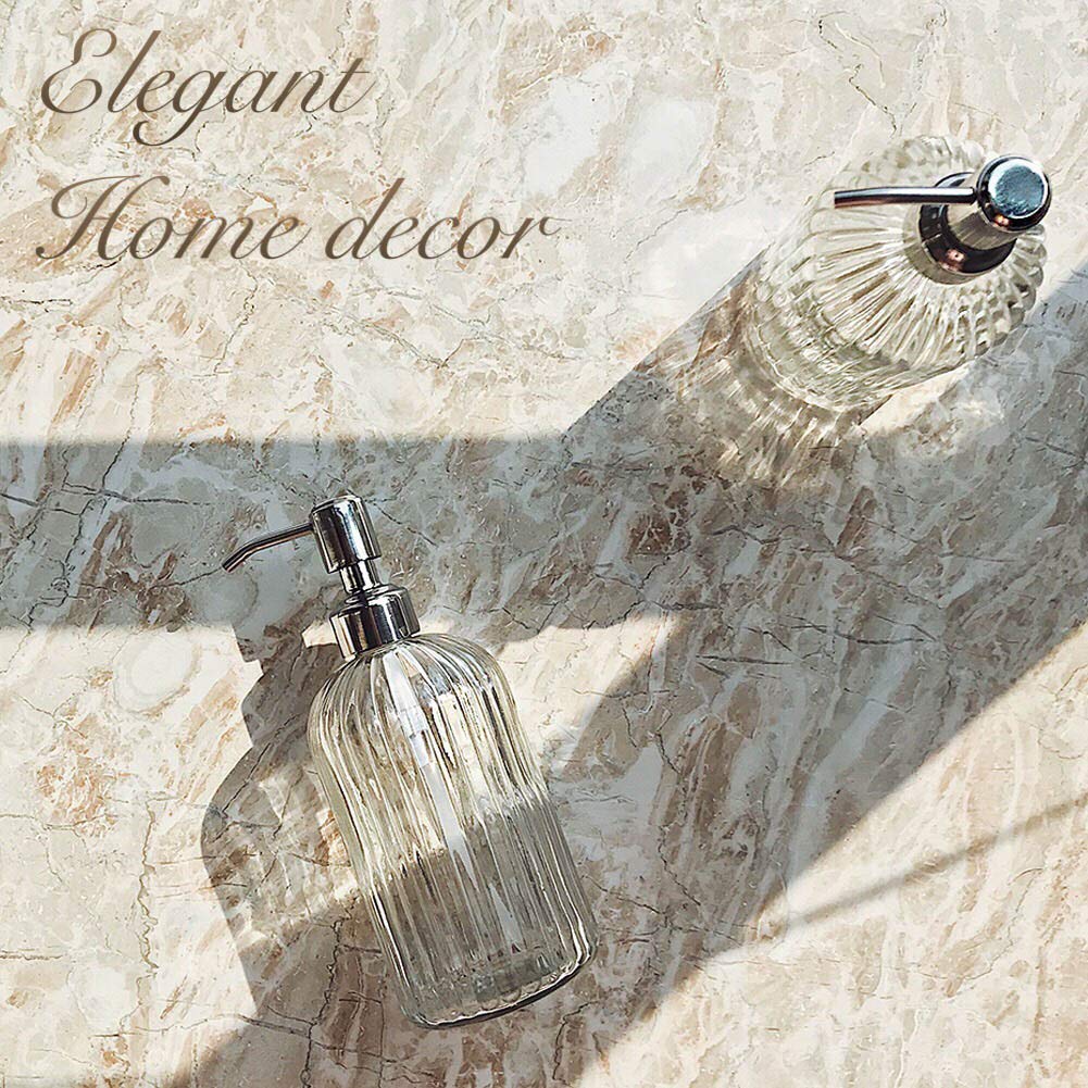 JASAI 18oz Clear Glass Soap Dispenser with Rust-Proof Stainless Steel Pump for Bathroom or Kitchen – Refillable Hand Soap Bottle