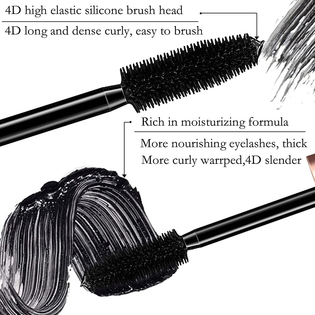 Venicare 4D Silk Fiber Lash Mascara Liquid Extension Makeup Eye Lash Kit Luxuriously Longer Thicker Voluminous Eyelashes Waterproof Smudge-proof