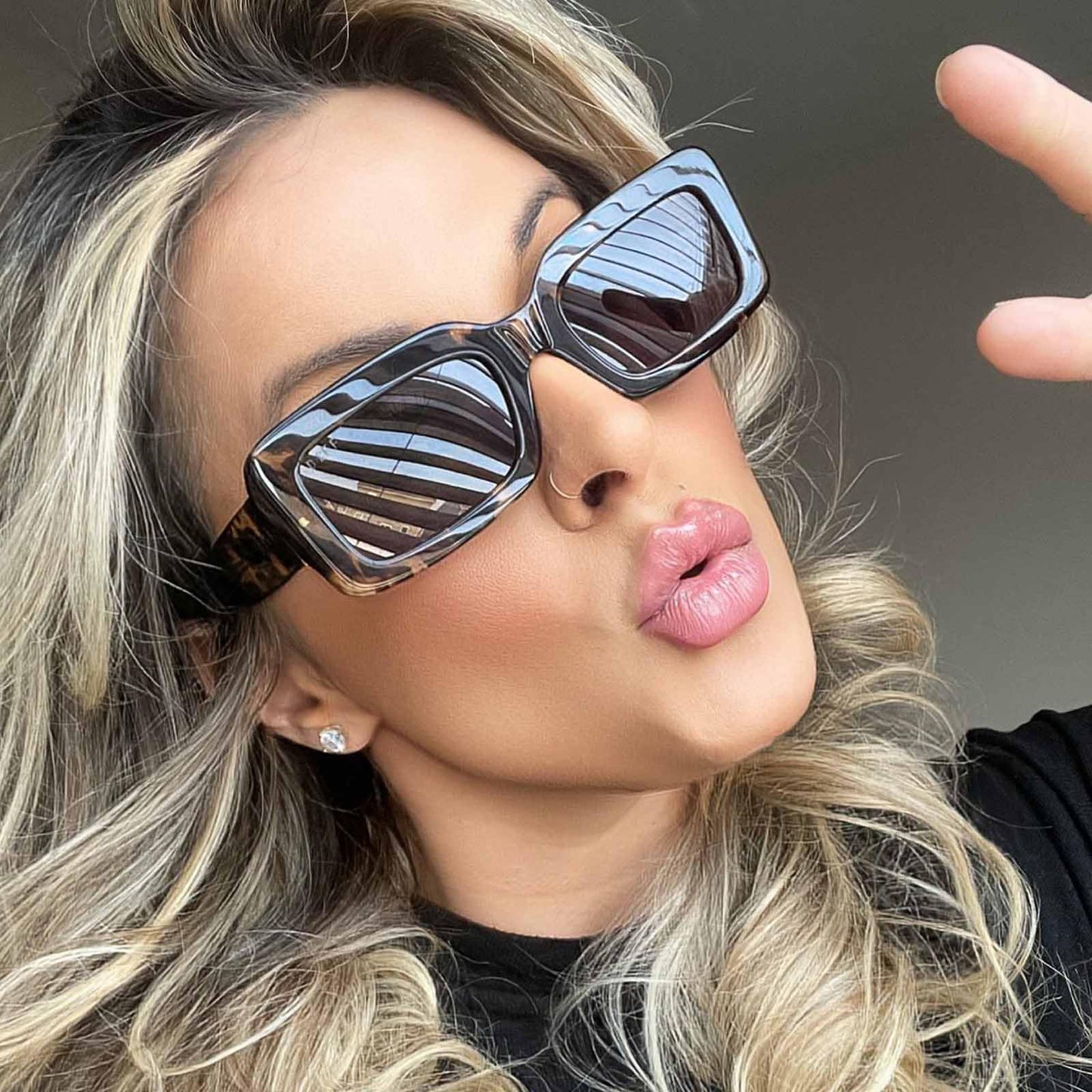 DIFF Indy Designer Rectangular Sunglasses for Women | Espresso Tortoise + Grey | 100% UVA/UVB Protection