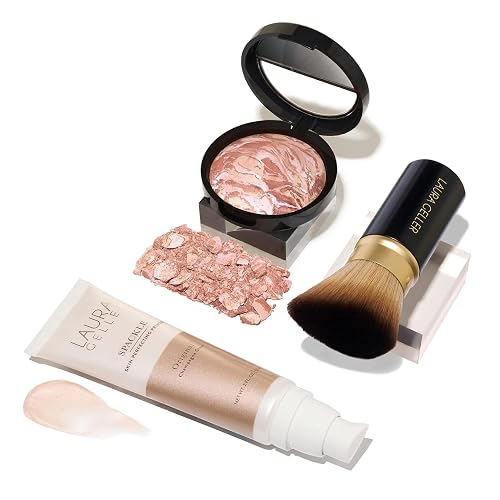 LAURA GELLER NEW YORK Ready-n-Radiant Kit (3 PC) - Baked Bronze-n-Brighten, Fair + Spackle Super-Size Skin Perfecting Primer, Champagne Glow +