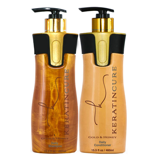Keratin Cure Gold and Honey daily use Shampoo Conditioner Set Botanical Extracts, Protein SULFATE FREE protect Color Enhance Hair Growth for keratin
