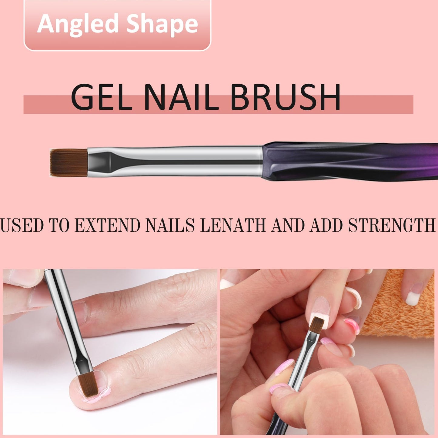 GEMSANVA Nail Art Clean Up Brushes,3PCS Nail Brush For Cleaning Polish Mistakes on the Cuticles,Flat/Oval/Fine Angled Gel Nail Brushes For Nail Art Beauty and Personal Care Gemsanva