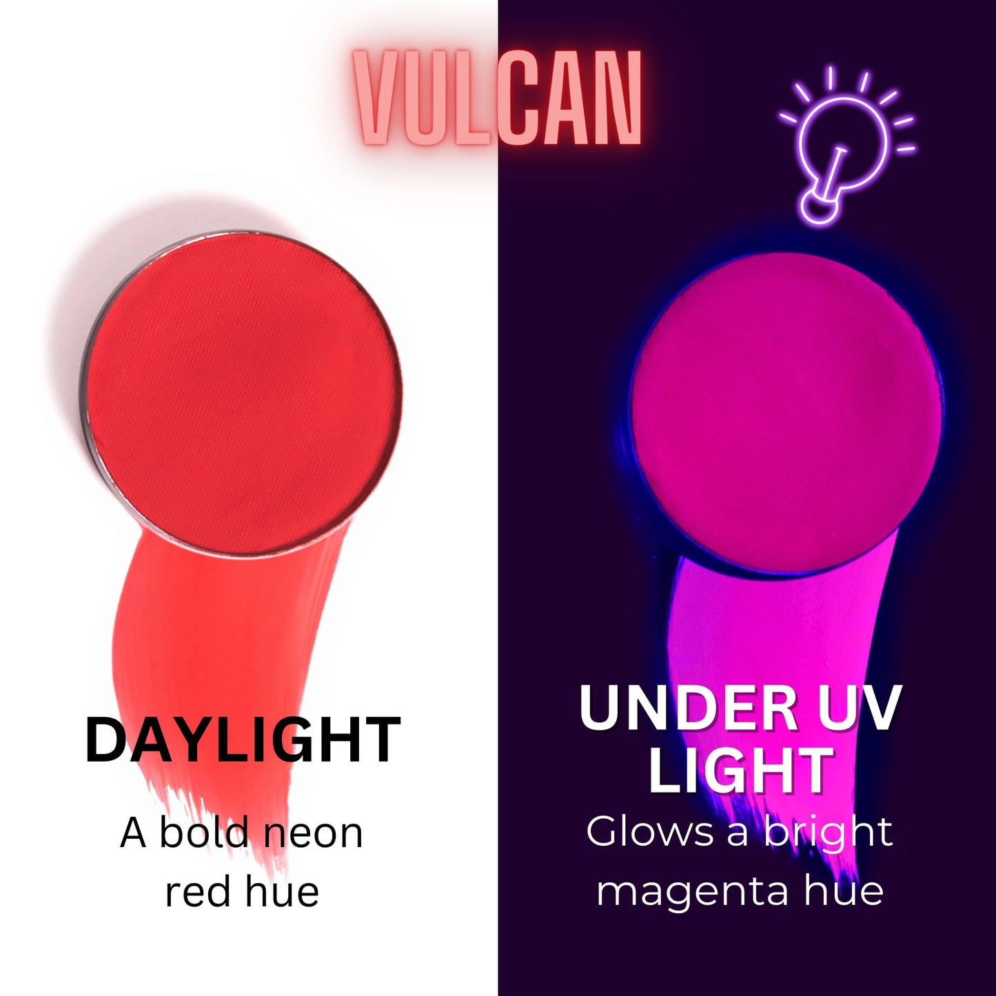 Mehron Paradise FX UV Neon Glow - Vulcan - Neon Red/Pink UV 0.25 oz | Pro Water-Activated Shimmer Paint for Raves, Costumes, SFX, Halloween, Stage