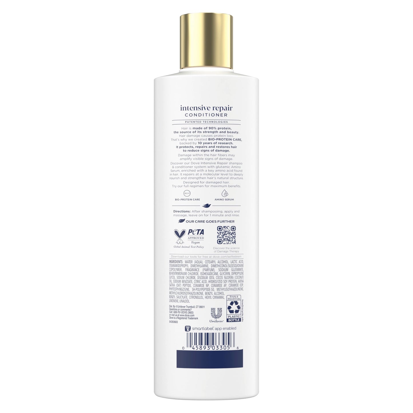 Dove Conditioner Intensive Repair 4 count for Damaged Hair Bio-Protein Care Technology and Amino Serum 12 oz Beauty and Personal Care Dove