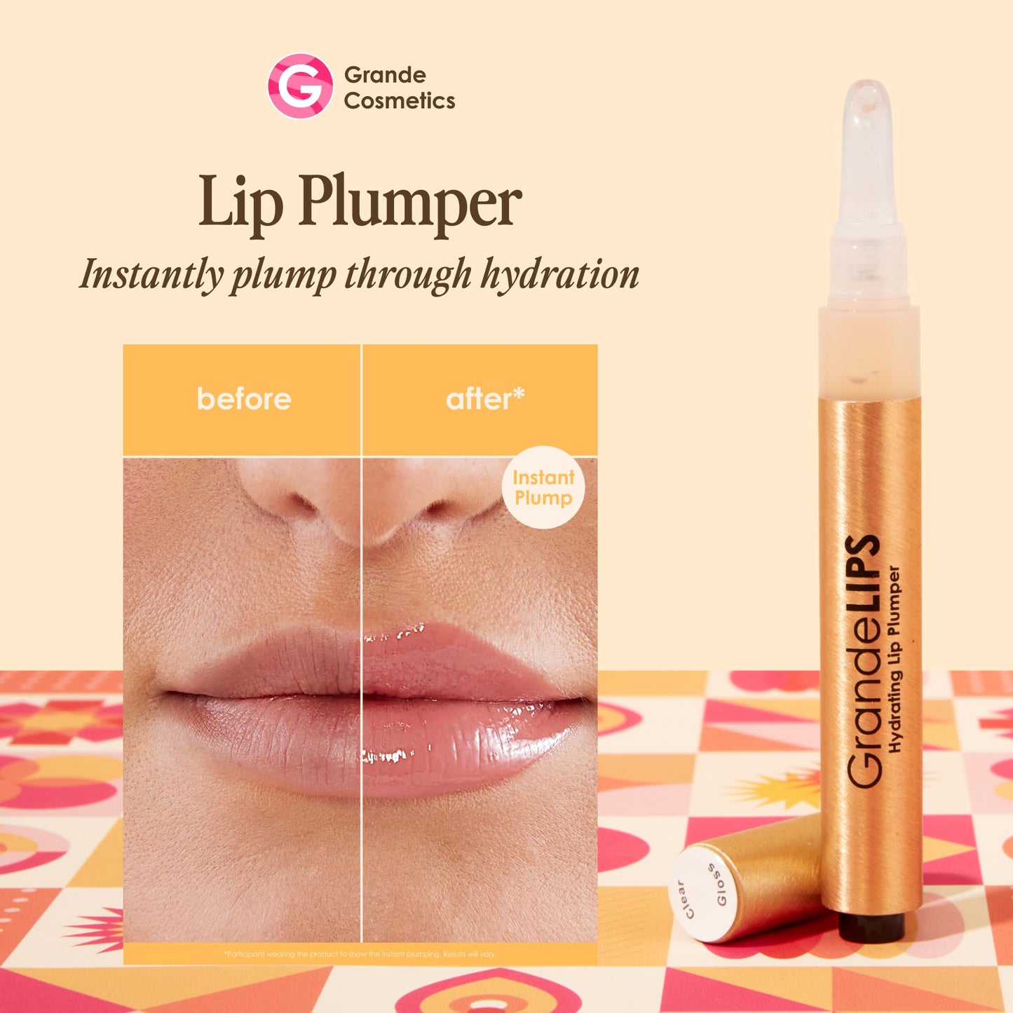 Grande Cosmetics GrandeLIPS Hydrating Lip Plumper - for Fuller-Looking, Hydrated Lips - Barely There (0.084 oz)