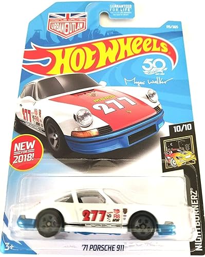 Hot Wheels 2018 50th Anniversary Nightburnerz Magnus Walker '71 Porsche 911 115/365, White and Blue