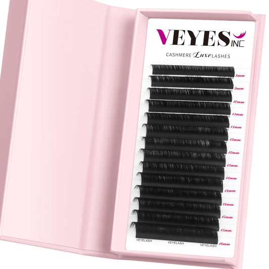 VEYES INC Cashmere Luxe Lashes - Tapered Tips Volume Lash Extension Trays B/C/CC/D/M/J Curl, 0.03-0.05, 8-17mm | Matte Black Professional Eyelash Beauty and Personal Care VEYES INC Default Title